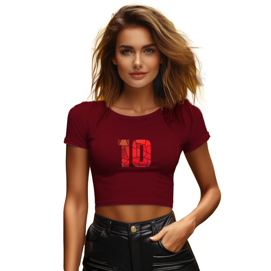 10 Number Women Crop Top (Maroon)