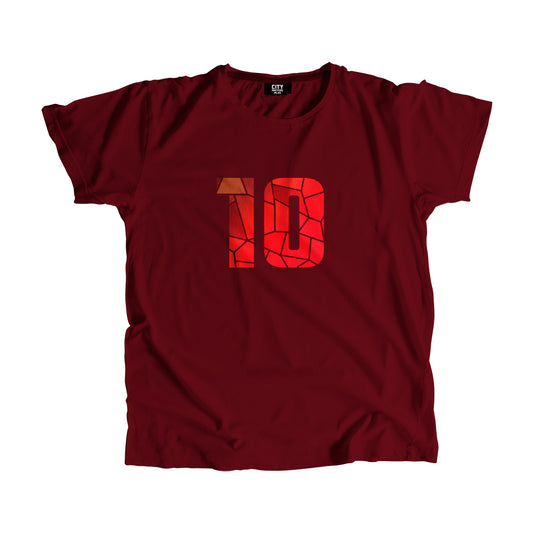 10 Number Men Unisex T-Shirt (Maroon)