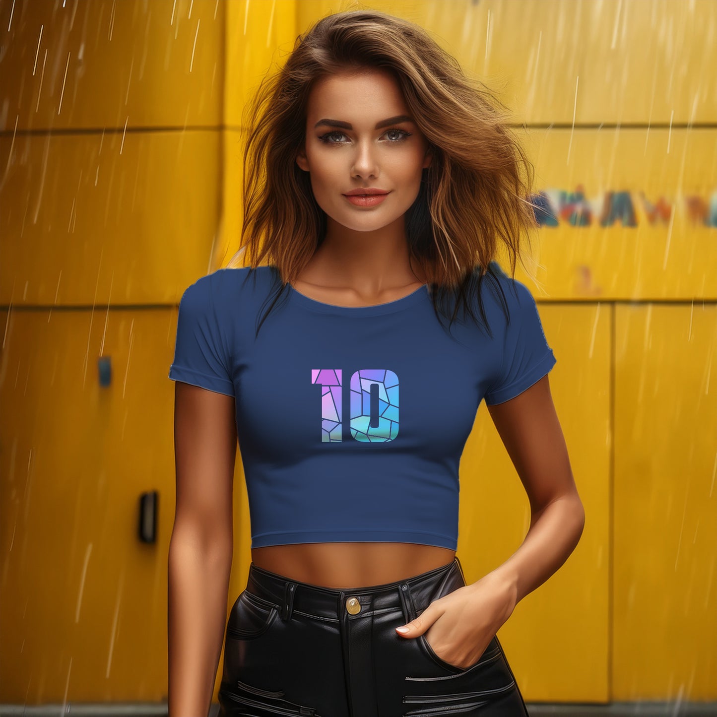 10 Number Women Crop Top (Navy Blue)