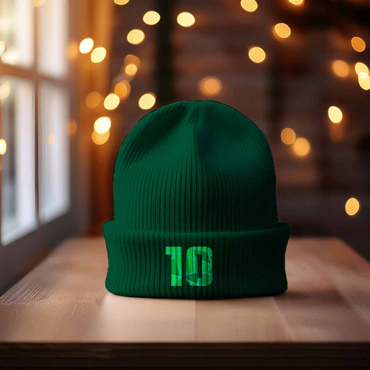 Beanies Plus 10 Number Beanie | Modern Numeric Knit Winter Hat 