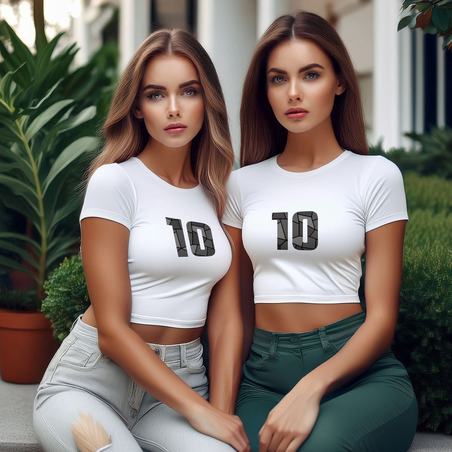 10 Number Women Crop Top (White)