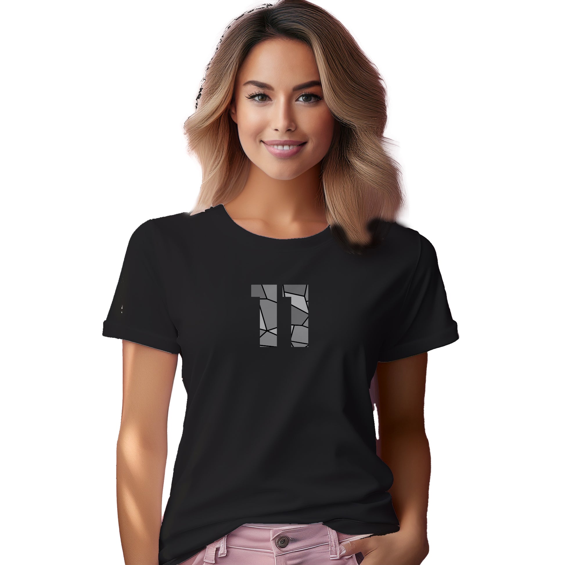 11 Number Women T-Shirt (Black)