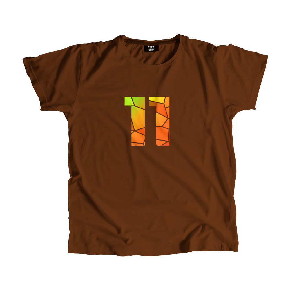 11 Number Men Unisex T-Shirt (Brown)