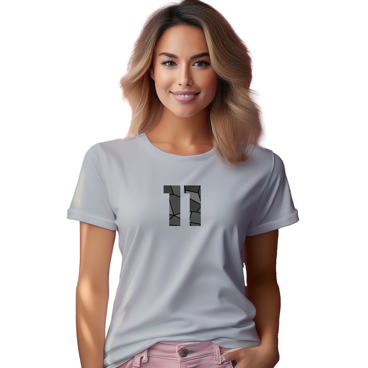11 Number Women T-Shirt (Melange Grey)