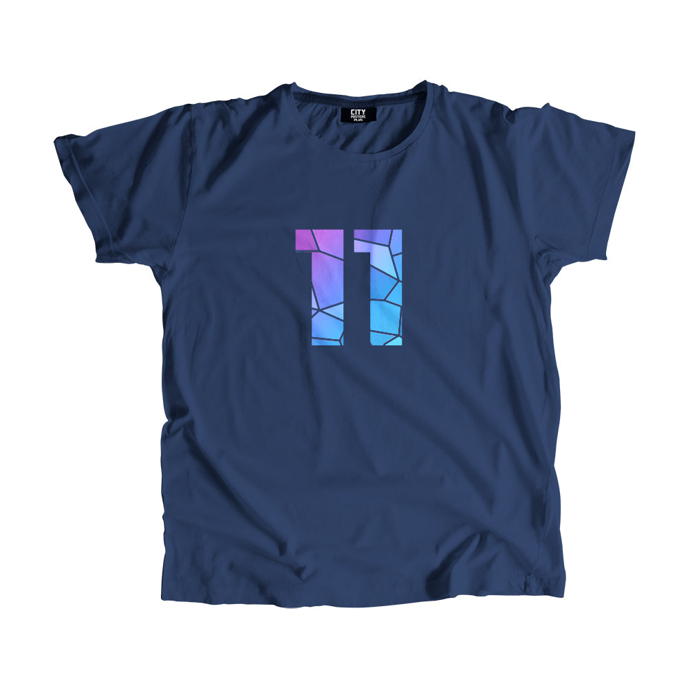 11 Number Men Unisex T-Shirt (Navy Blue)