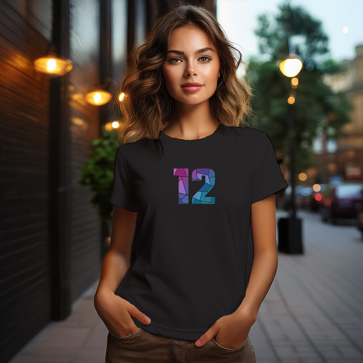 12 Number Women T-Shirt (Black)