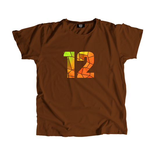 12 Number Men Unisex T-Shirt (Brown)