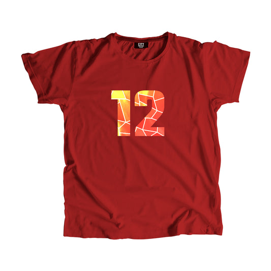 12 Number Men Unisex T-Shirt (Red)