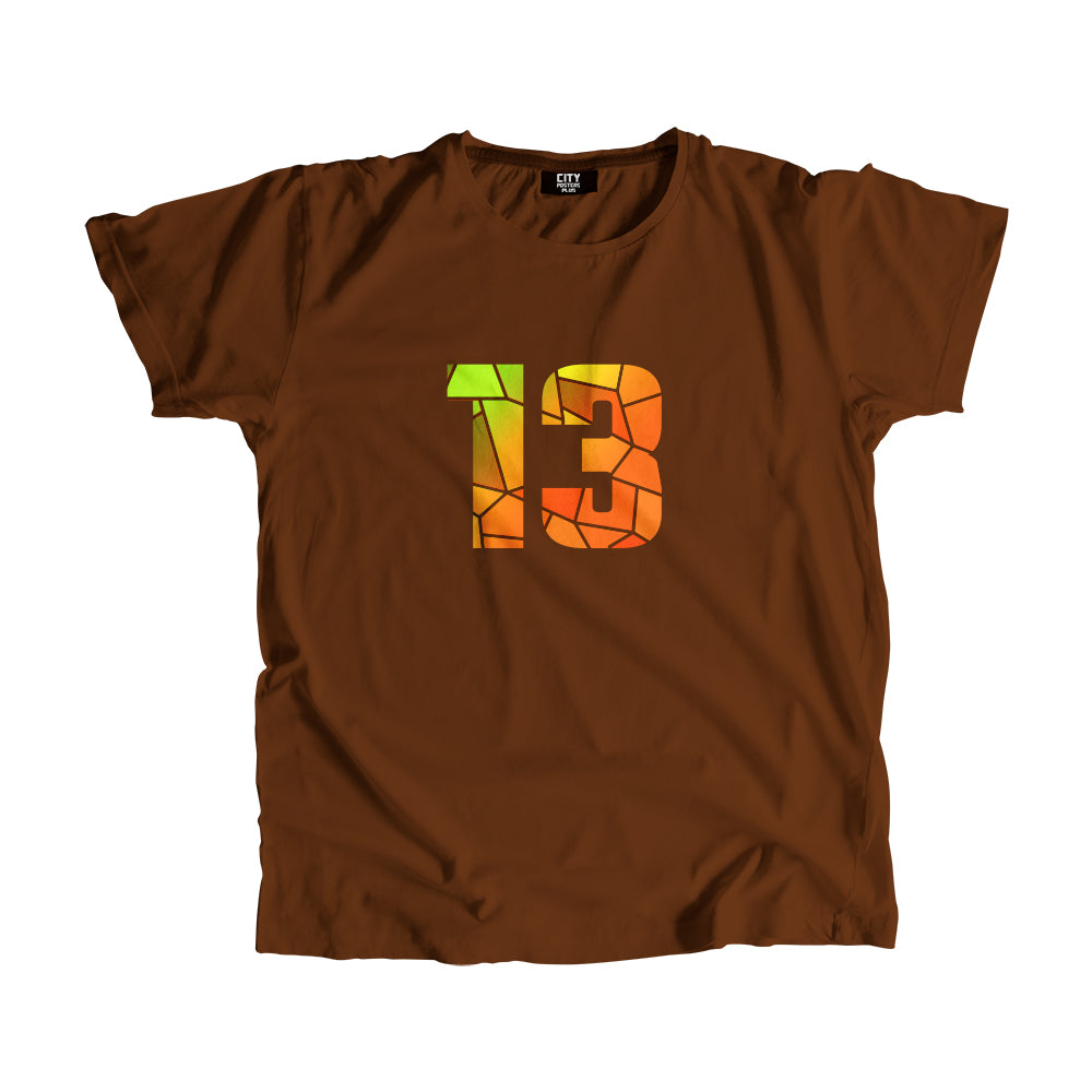 13 Number Men Unisex T-Shirt (Brown)
