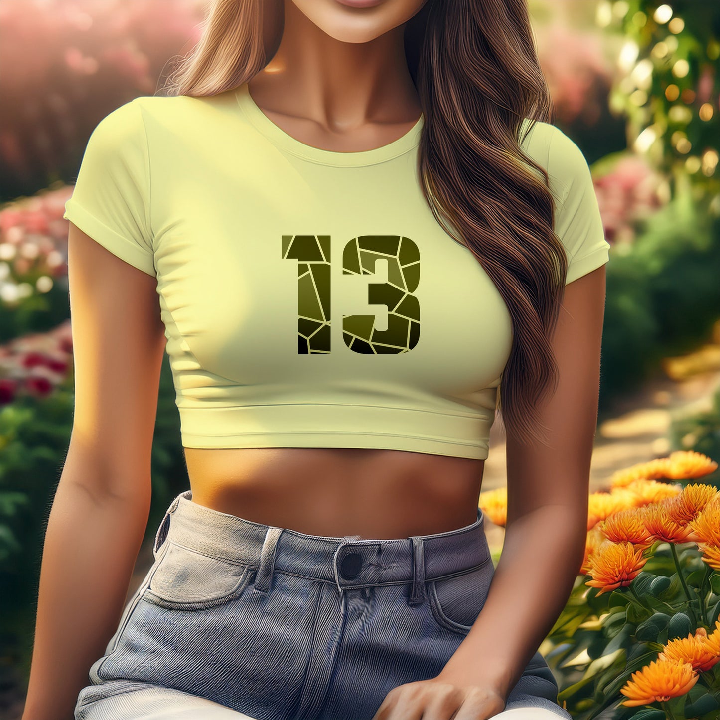 13 Number Women Crop Top (Butter Yellow)
