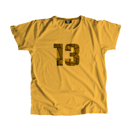 13 Number Men Unisex T-Shirt (Golden Yellow)