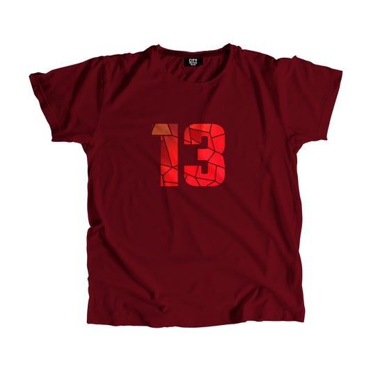 13 Number Men Unisex T-Shirt (Maroon)