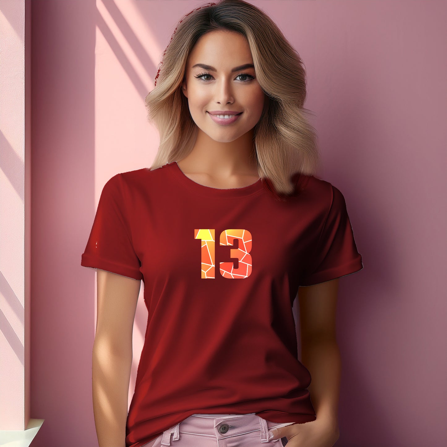 13 Number Women T-Shirt (Red)