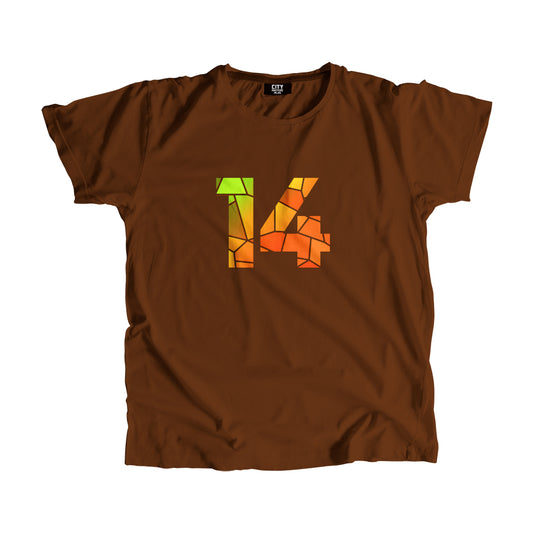 14 Number Men Unisex T-Shirt (Brown)