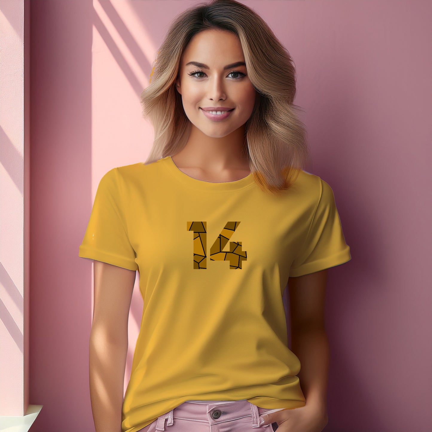 14 Number Women T-Shirt (Golden Yellow)