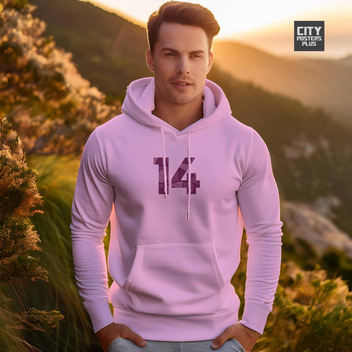 14 Number Unisex Hoodie (Light Pink)