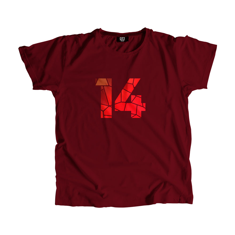 14 Number Men Unisex T-Shirt (Maroon)