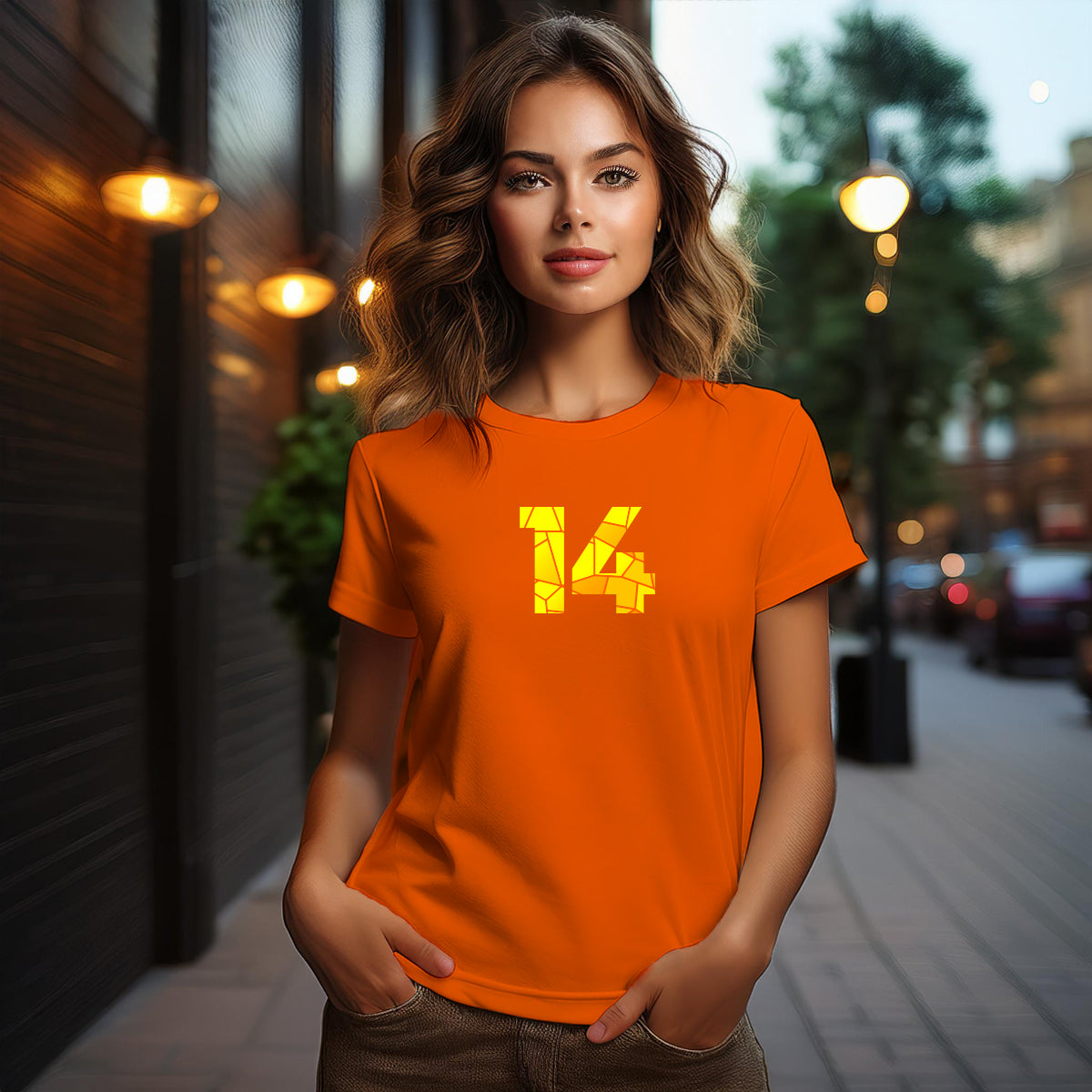 14 Number Women T-Shirt (Orange)