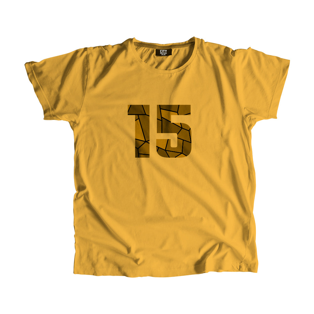 15 Number Men Unisex T-Shirt (Golden Yellow)