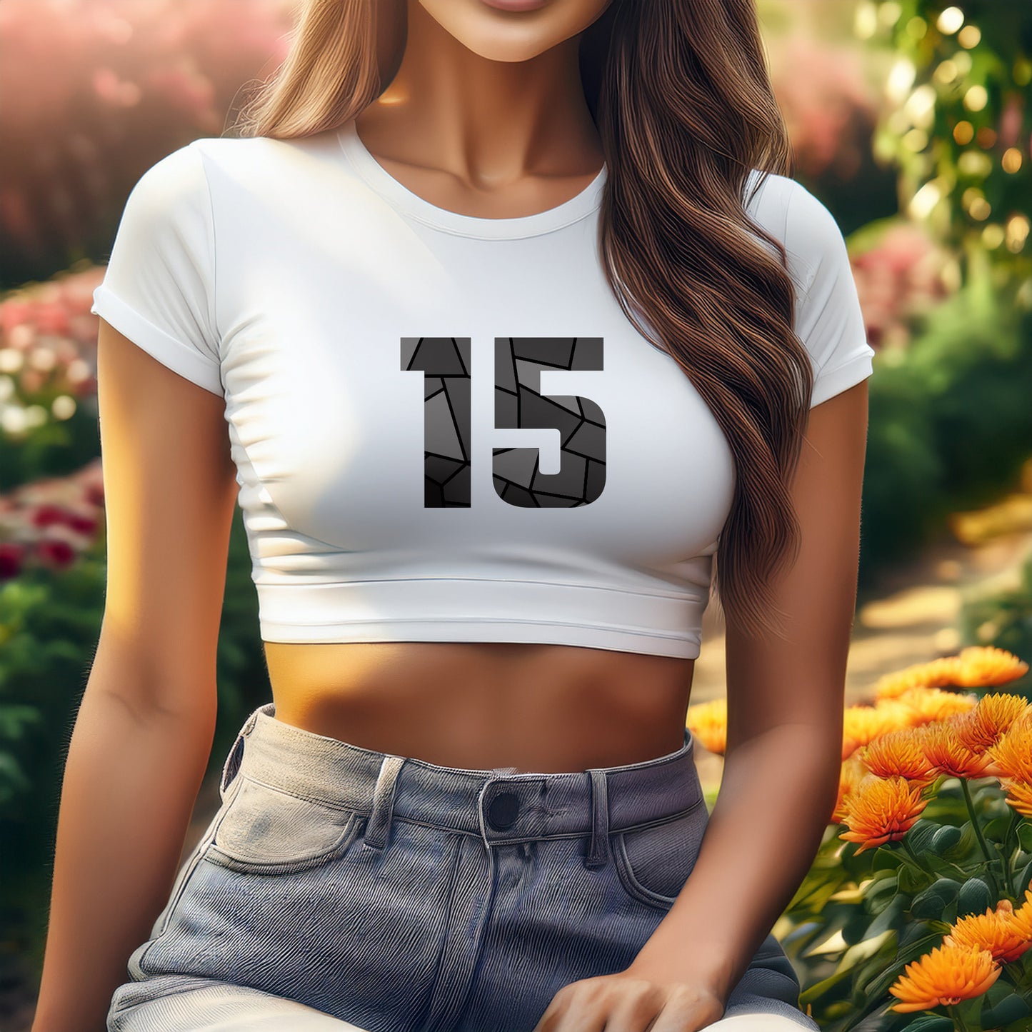 15 Number Women Crop Top (White)