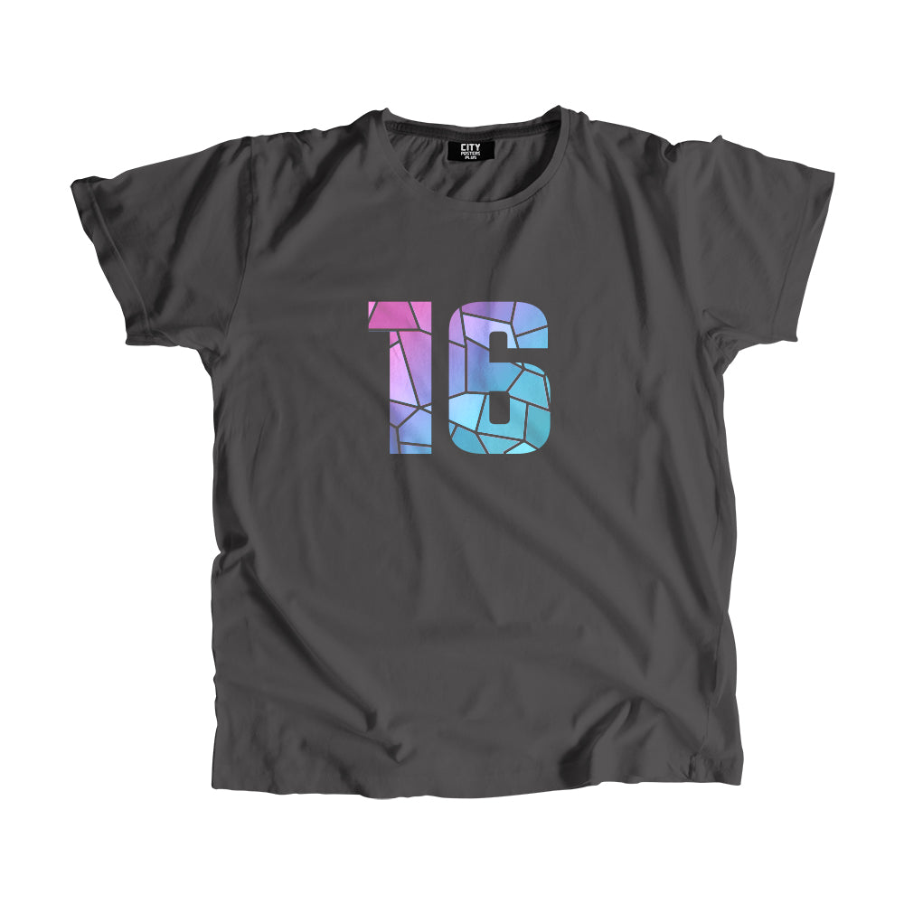 16 Number Men Unisex T-Shirt (Charcoal Grey)