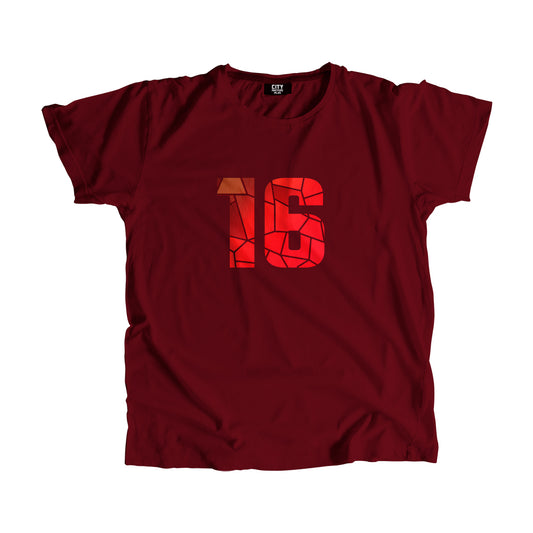 16 Number Men Unisex T-Shirt (Maroon)