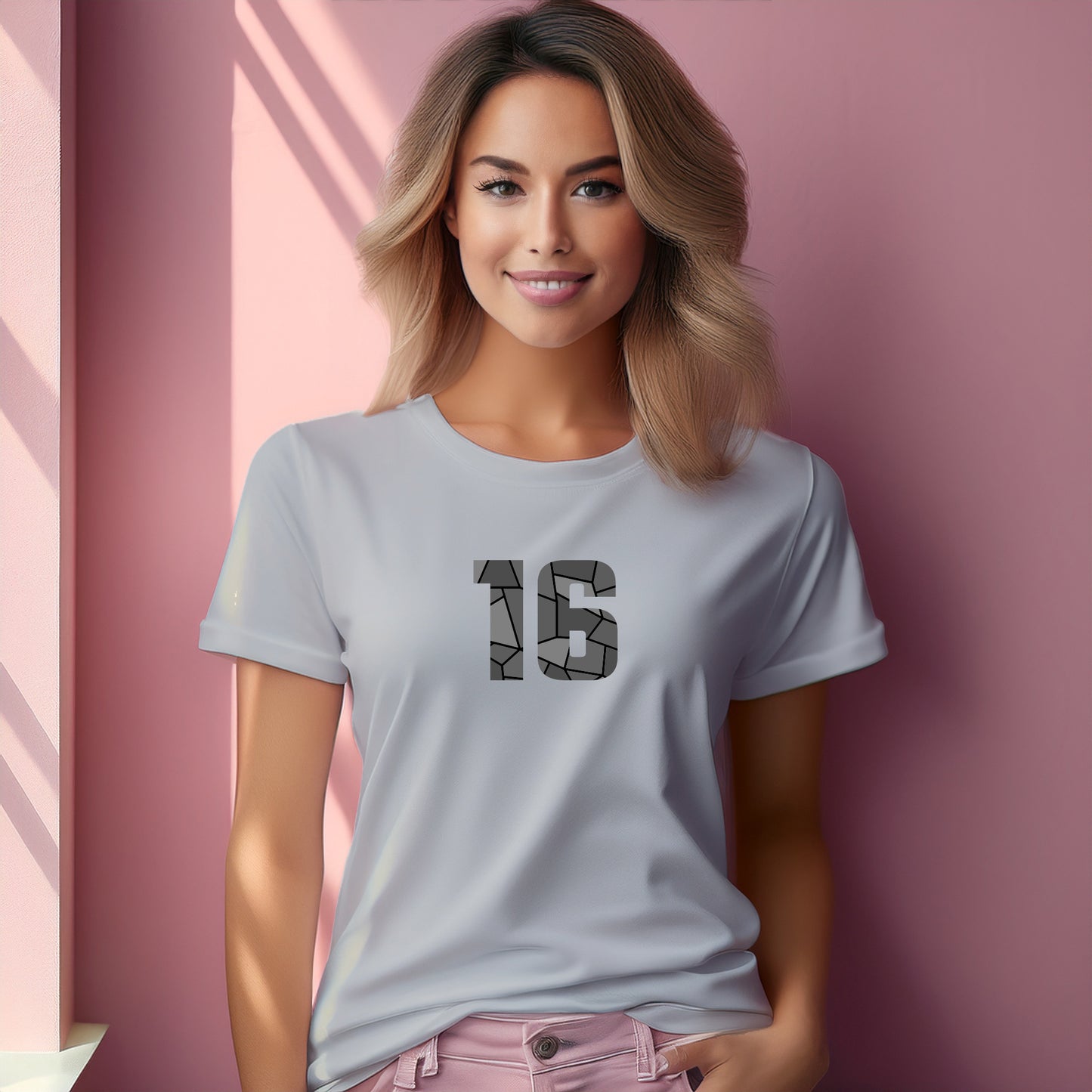 16 Number Women T-Shirt (Melange Grey)