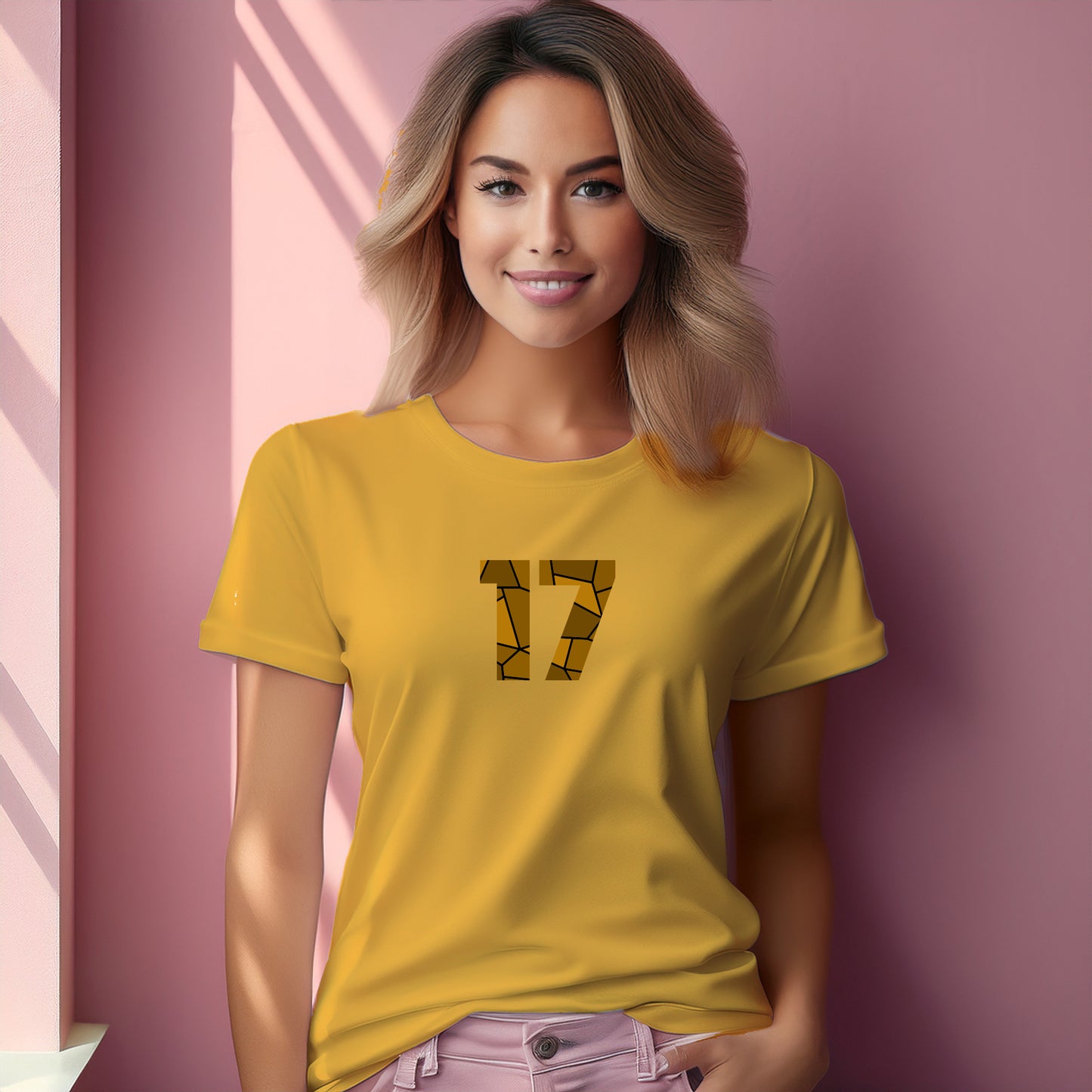 17 Number Women T-Shirt (Golden Yellow)