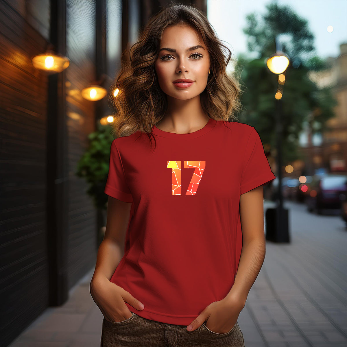 17 Number Women T-Shirt (Red)