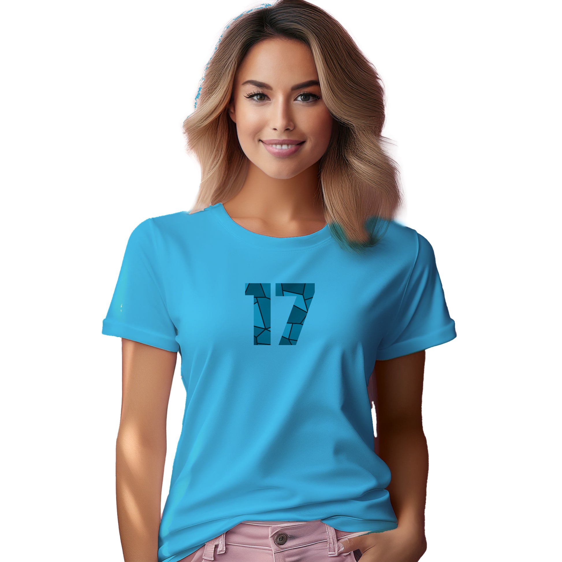 17 Number Women T-Shirt (Sky Blue)