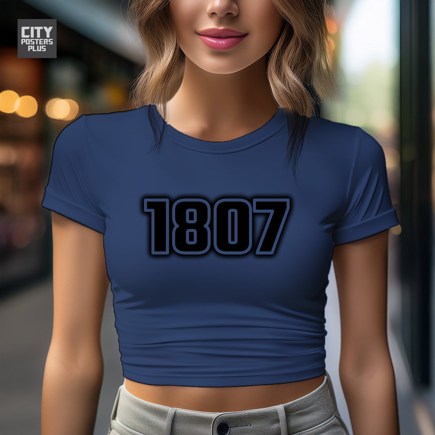 1807 Year Women Crop Top (Navy Blue)