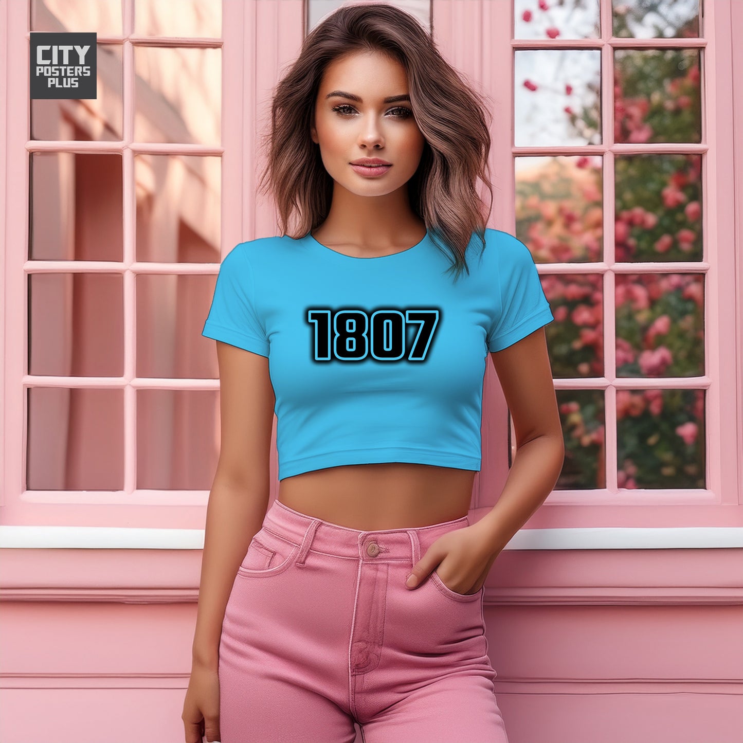 1807 Year Women Crop Top (Sky Blue)