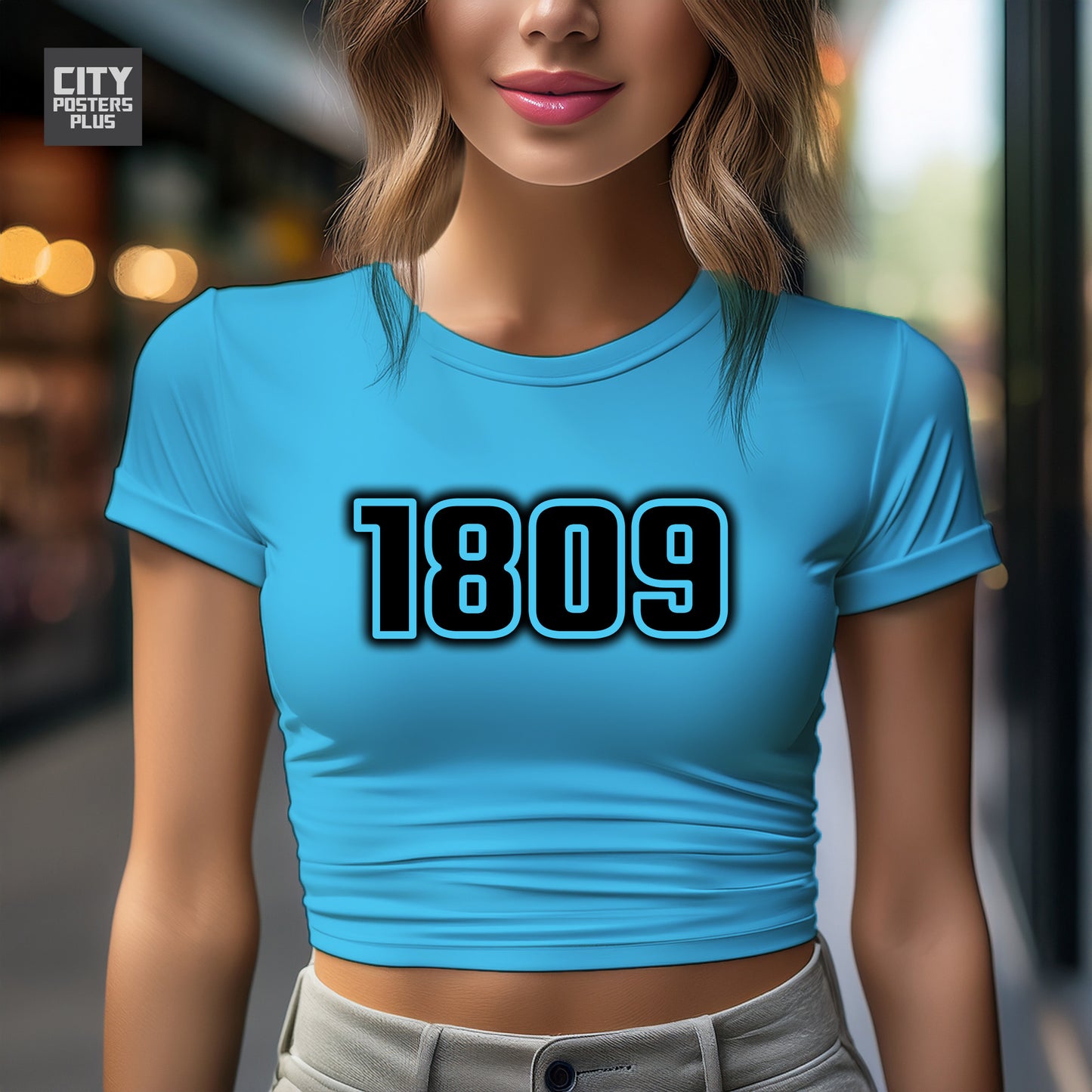 1809 Year Women Crop Top (Sky Blue)