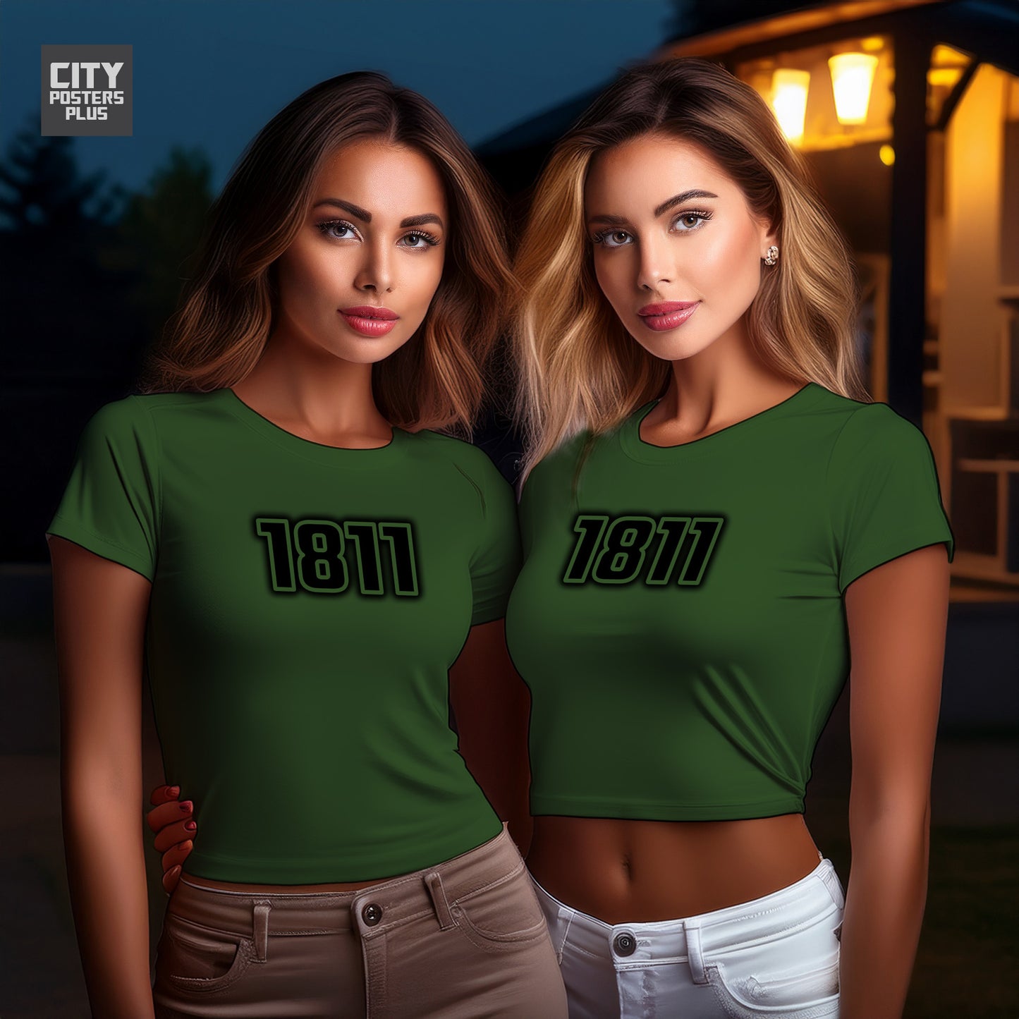 1811 Year Women Crop Top (Olive Green)