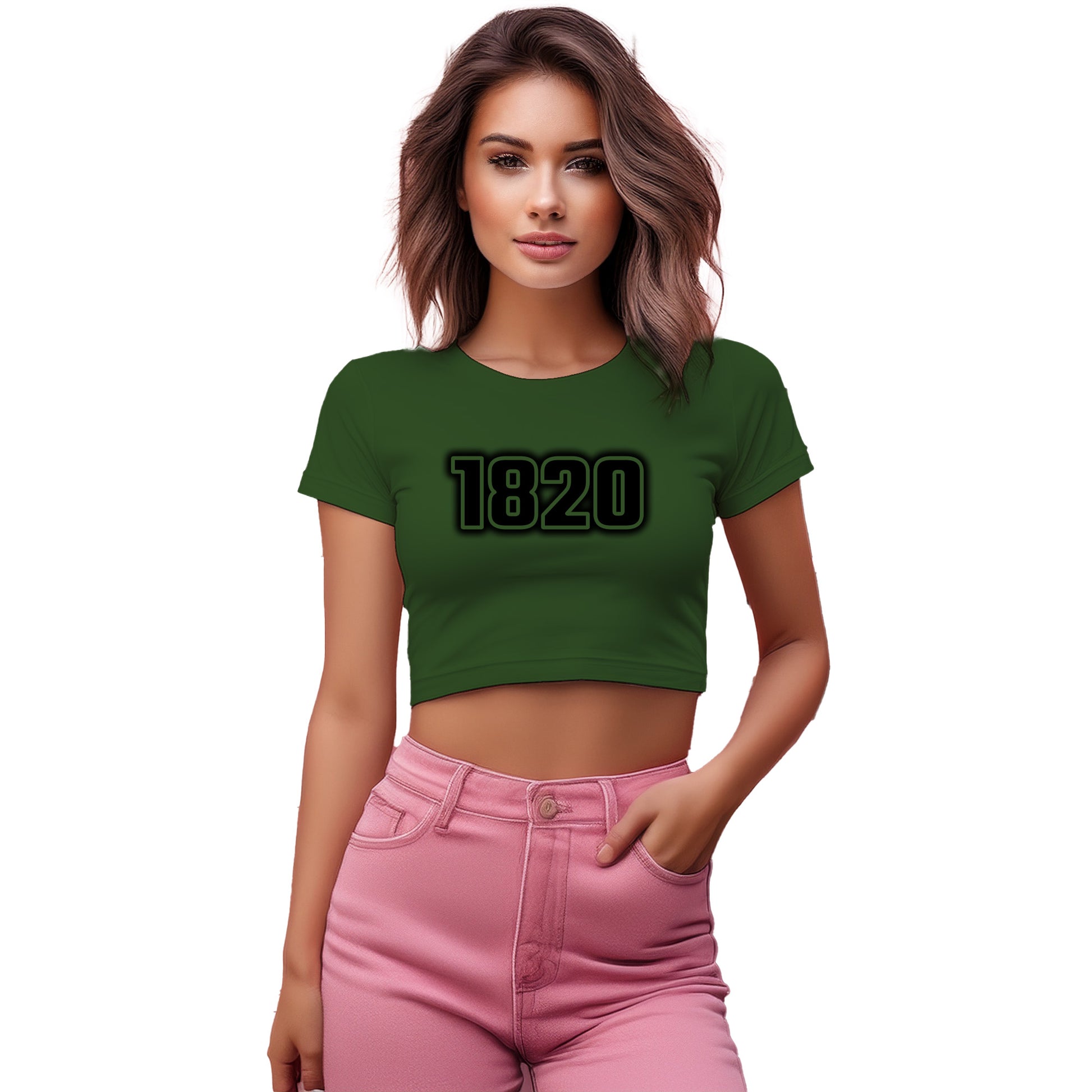 1820 Year Women Crop Top (Olive Green)