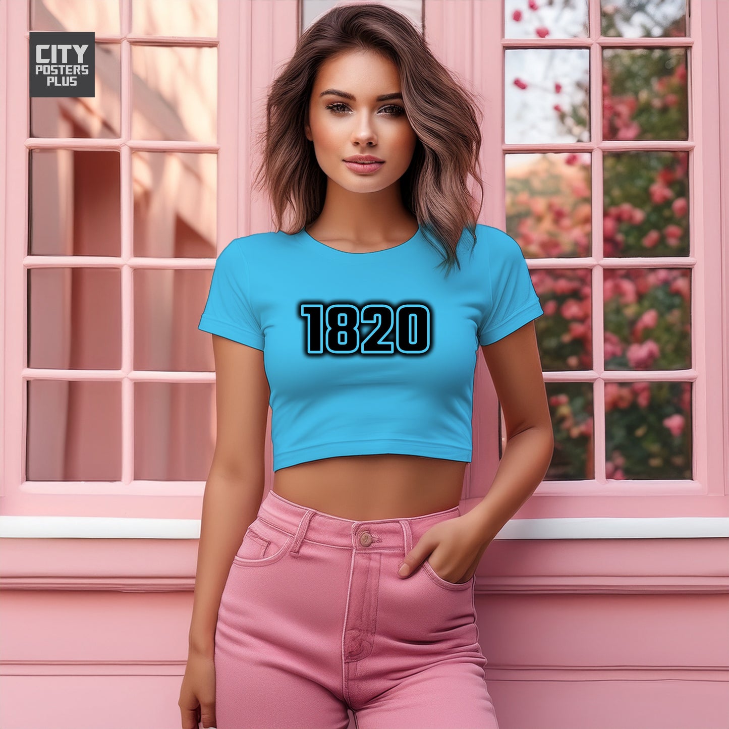 1820 Year Women Crop Top (Sky Blue)