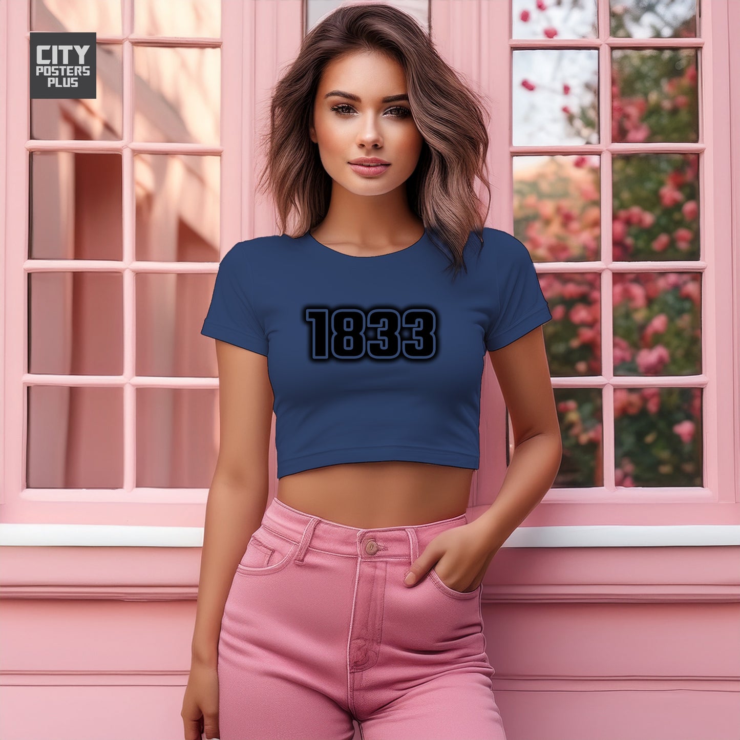 1833 Year Women Crop Top (Navy Blue)