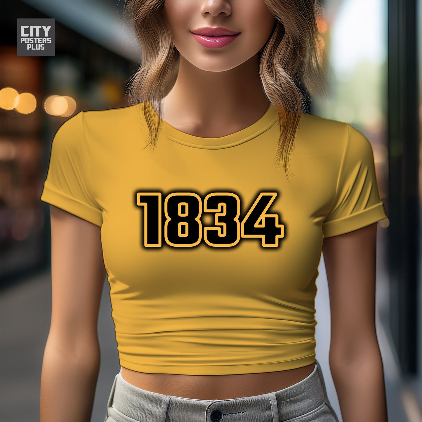 1834 Year Women Crop Top (Golden Yellow)