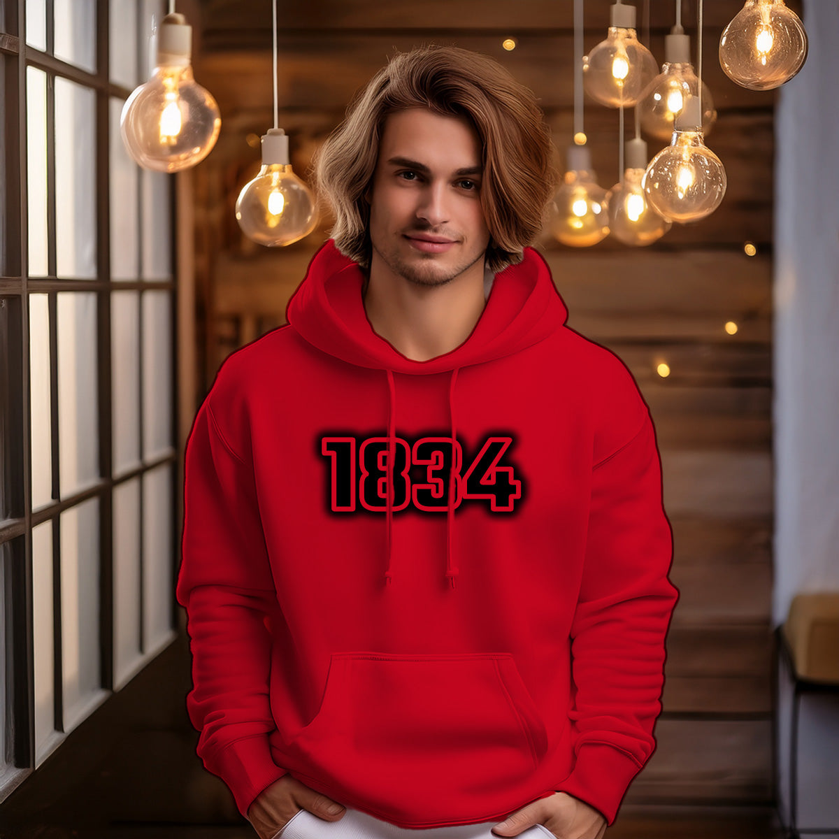 1834 Year Men Unisex Hoodie (Red)