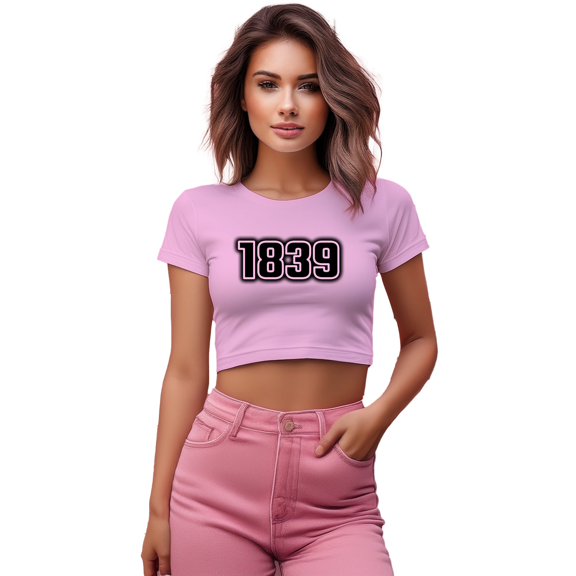 1839 Year Women Crop Top (Light Pink)