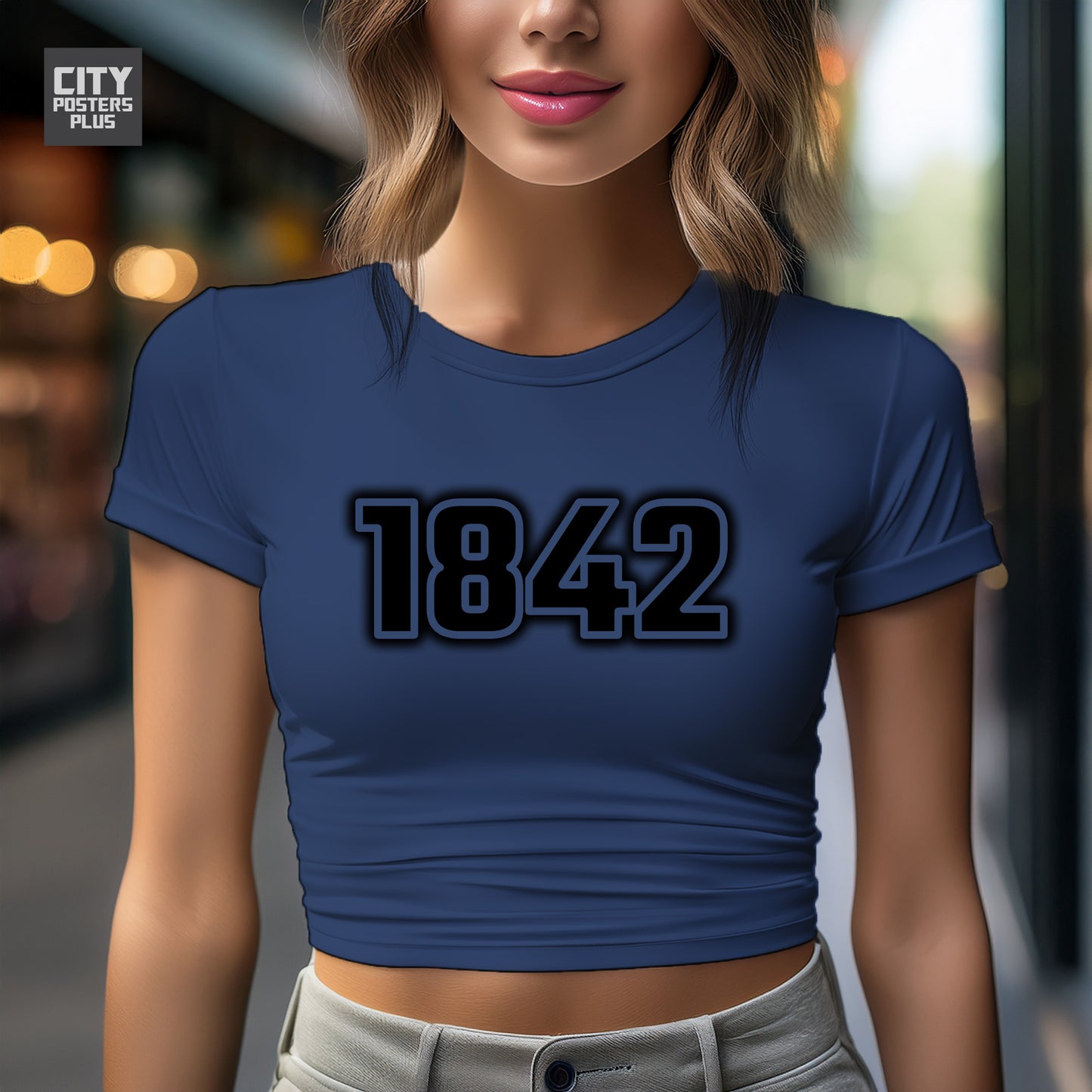 1842 Year Women Crop Top (Navy Blue)