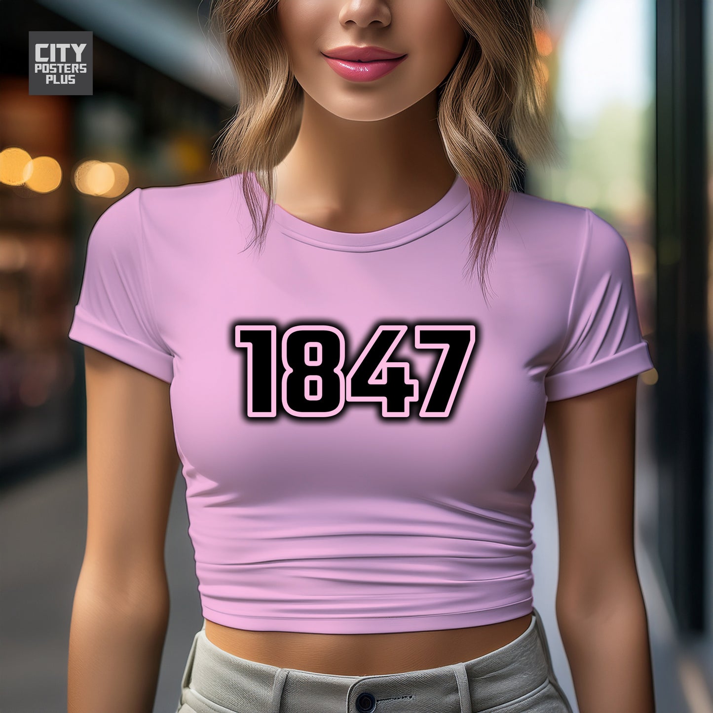 1847 Year Women Crop Top (Light Pink)