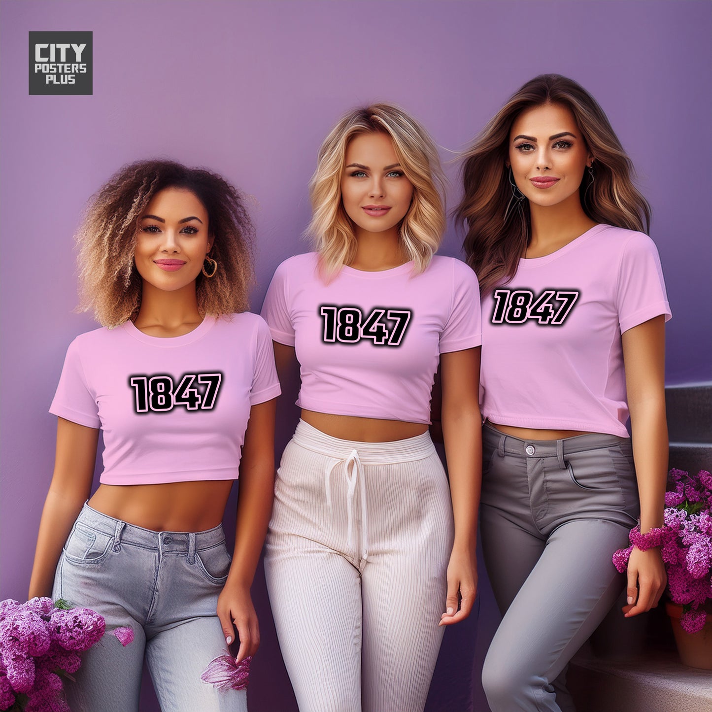 1847 Year Women Crop Top (Light Pink)