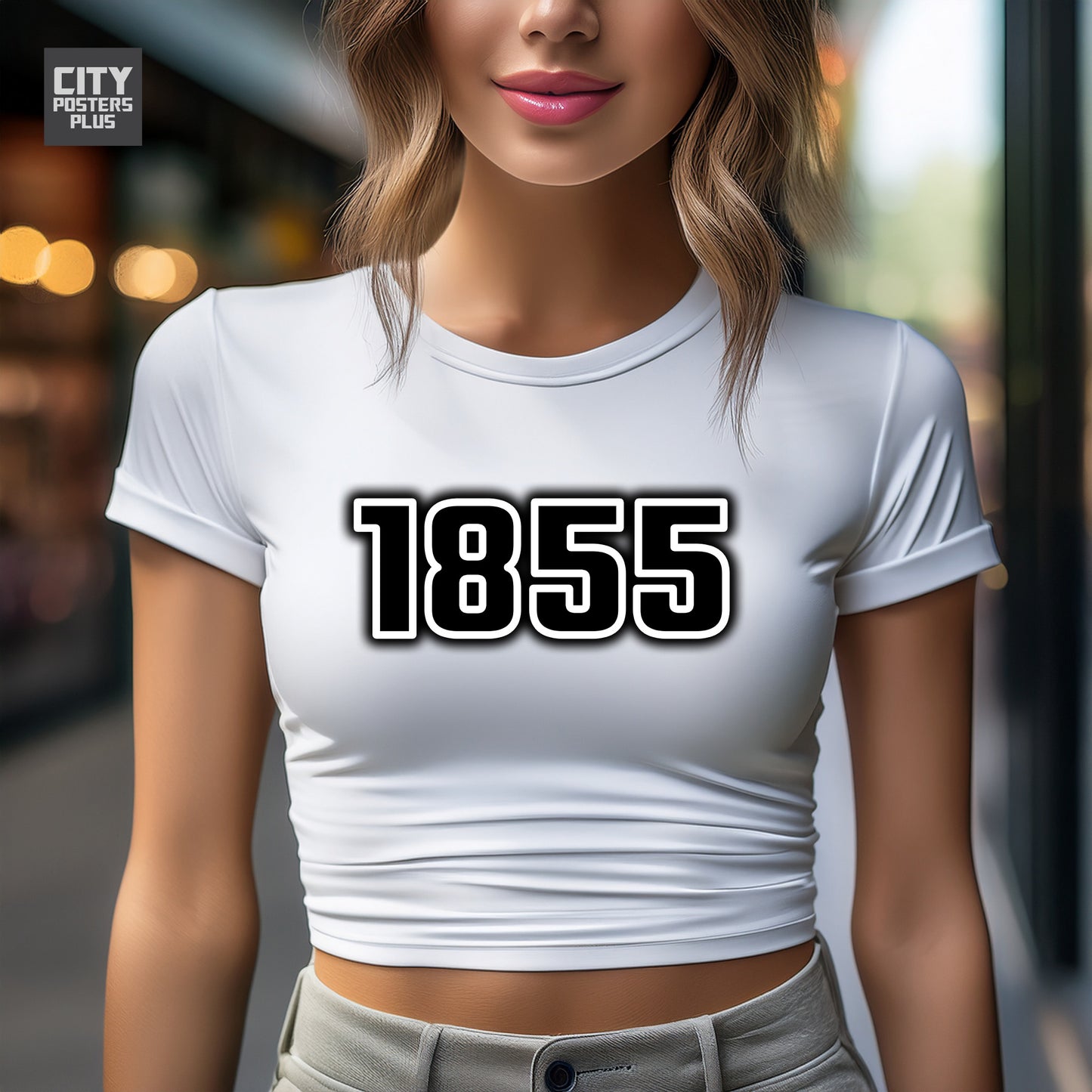 1855 Year Women Crop Top (White)