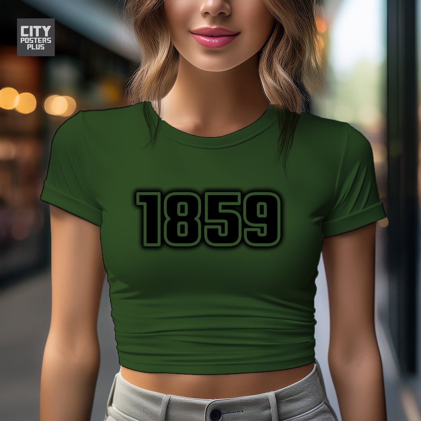 1859 Year Women Crop Top (Olive Green)