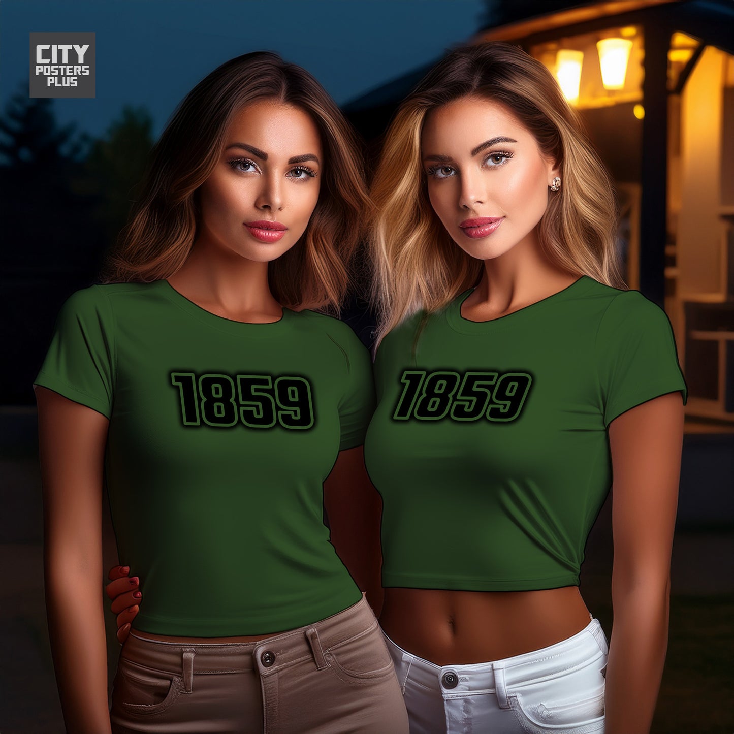 1859 Year Women Crop Top (Olive Green)
