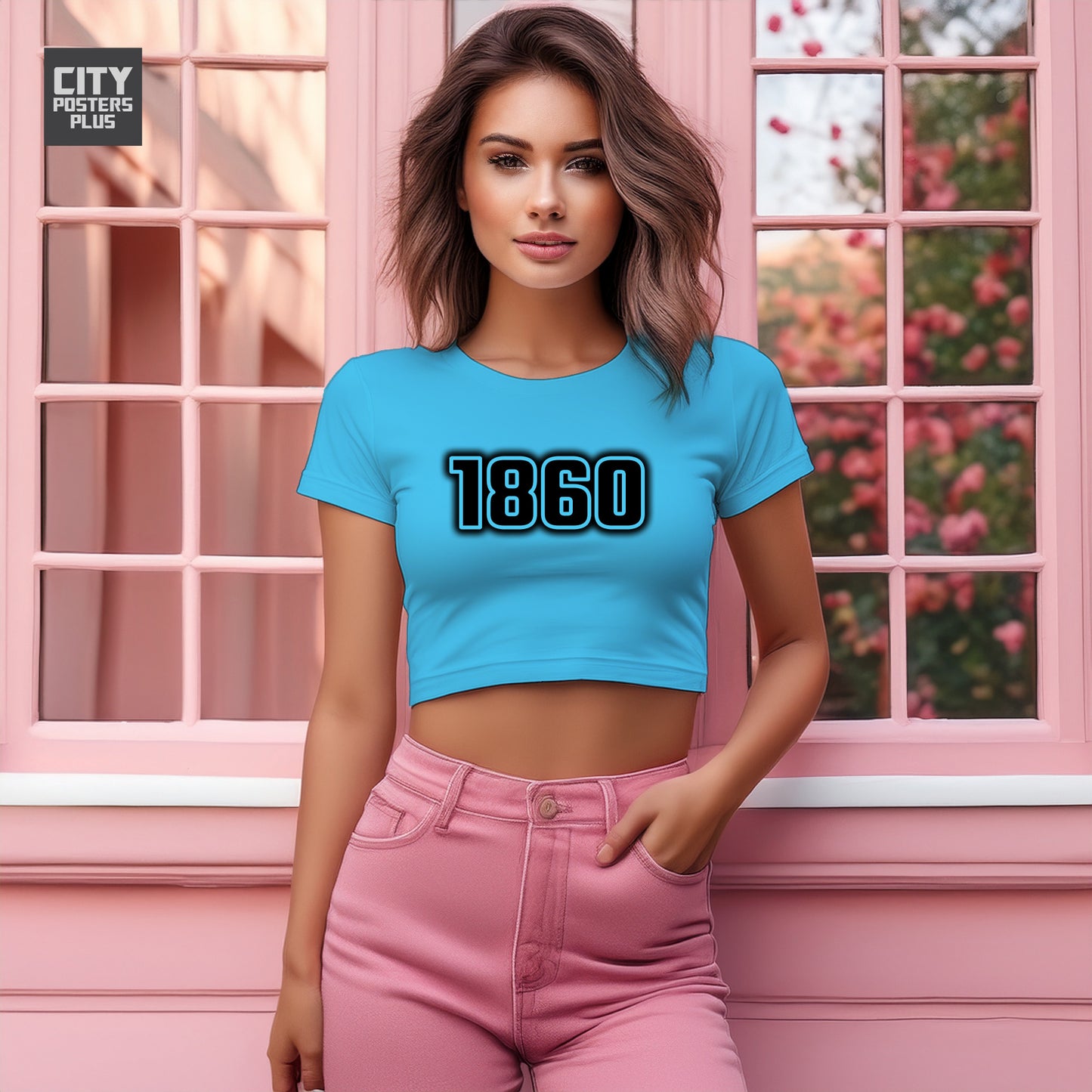 1860 Year Women Crop Top (Sky Blue)