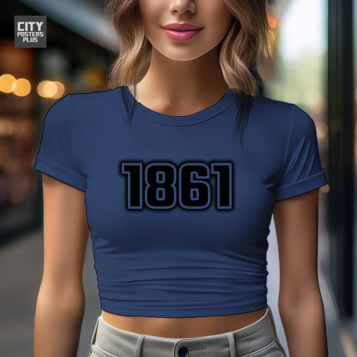 1861 Year Women Crop Top (Navy Blue)