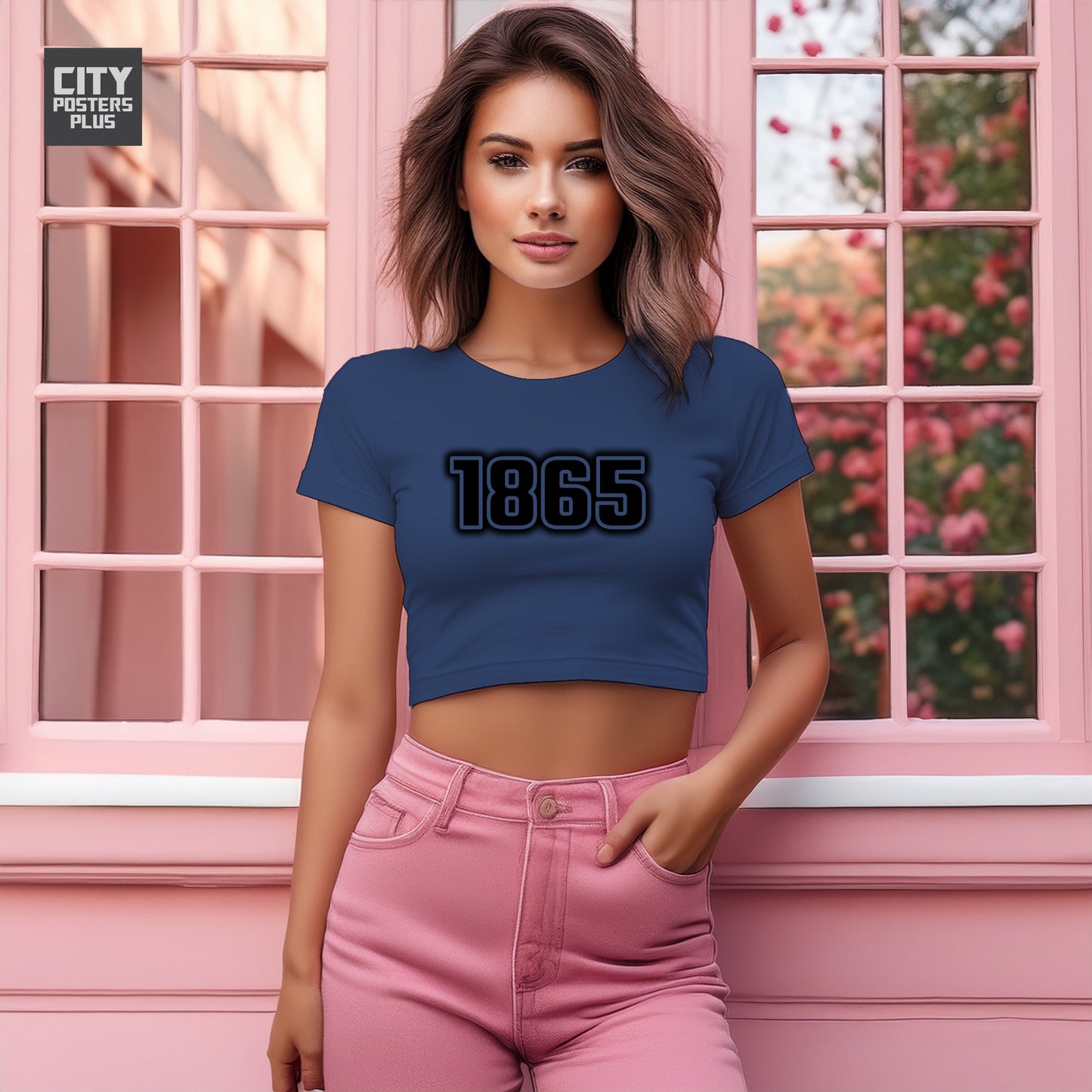 1865 Year Women Crop Top (Navy Blue)