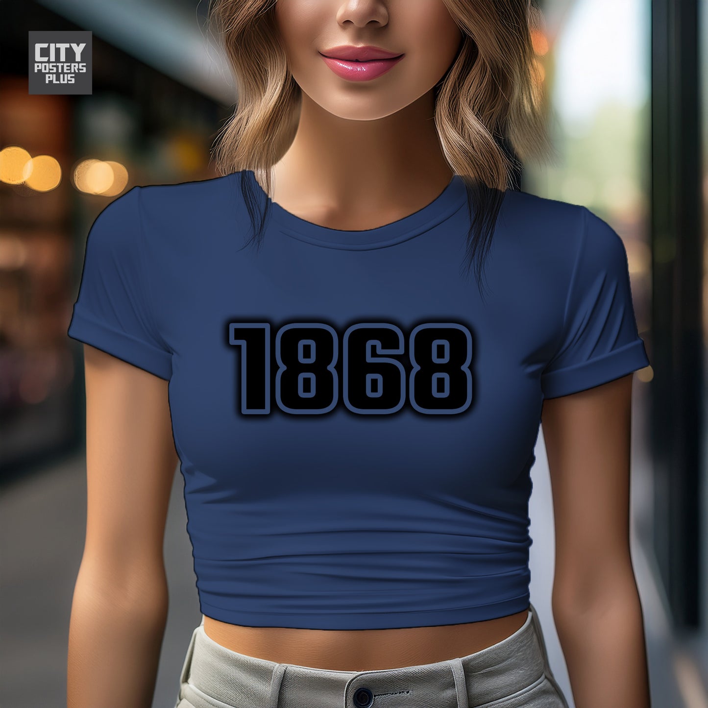 1868 Year Women Crop Top (Navy Blue)